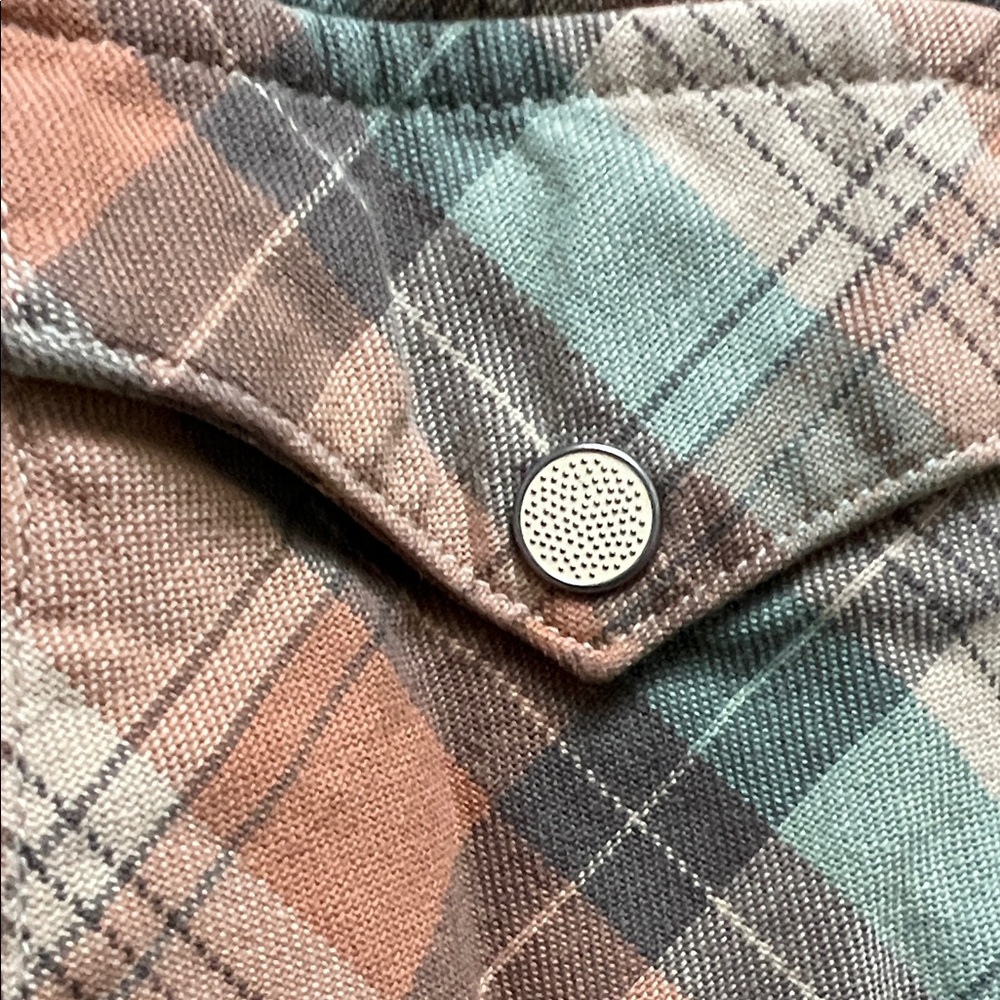 Ralph Lauren Double RL Men's Casual Plaid Western Work Shirt - Orange and Green - Picture 3 of 7